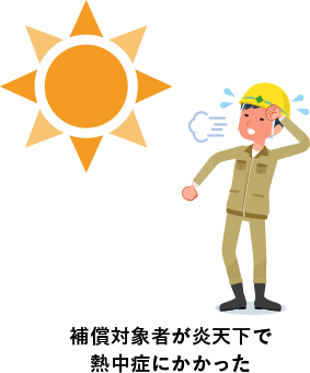 補償対象者が炎天下で
熱中症にかかった